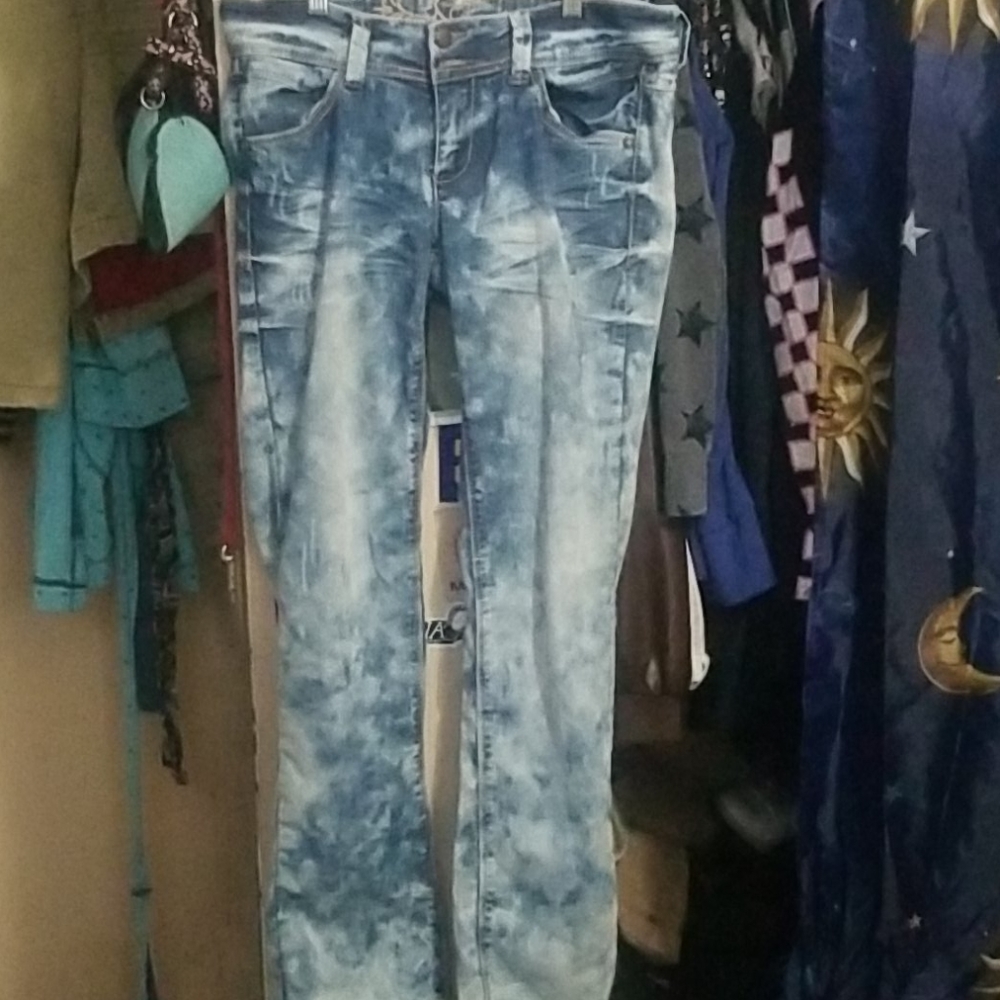 Nissi denim acid washed blue jeans size 9